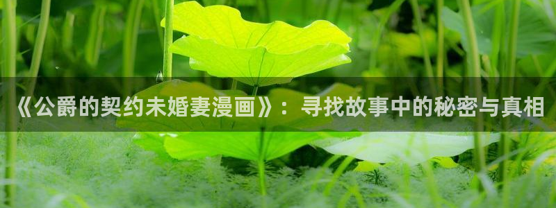 女神漫画h：《公爵的契约未婚妻漫画》：寻找故事中的秘密与真相